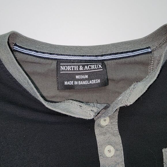 North & Acrux Henley Gray Colorblock Viking Long Sleeve T-Shirt Size M - Picture 3 of 4
